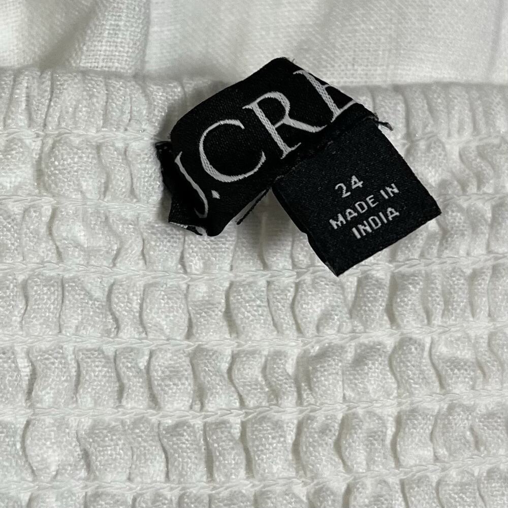 J Crew Square Neck Linen Smocked Midi Dress Size 24 Pure White Coastal Lagom EUC - Picture 9 of 10